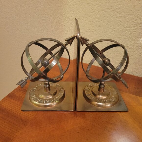 Brass Armillary Sphere Sundial Bookends - Picture 5 of 8